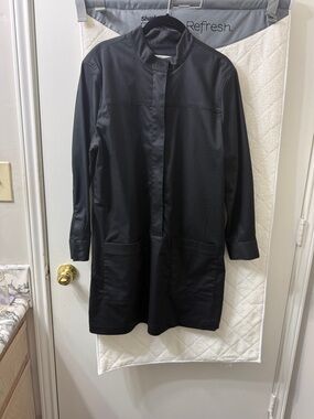 Modern Black Women's Long Jacket - Sleek Minimalist dress